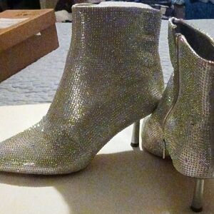 Silver Glitter Ankle Boots